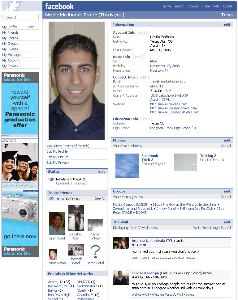 facebook page layout. Facebook Profile Website