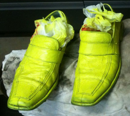 yellow shoe paint