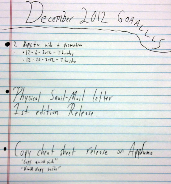 December 2012 Goals