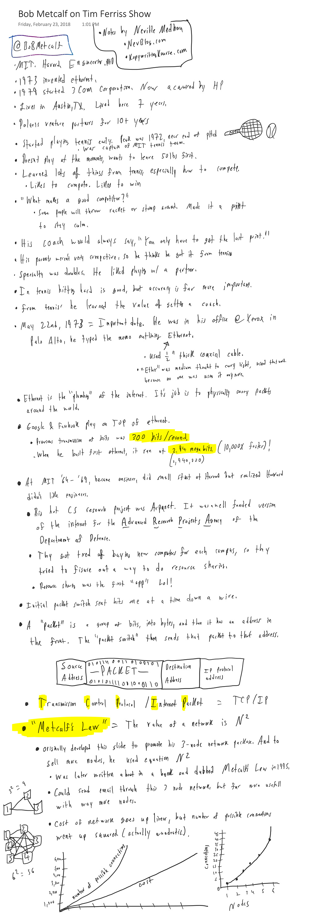 notes on Bob Metcalf Tim Ferriss podcast