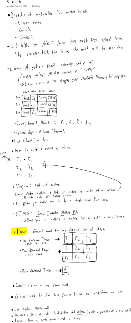 machine learning notes 8 math